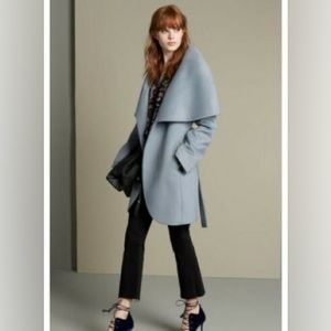 NWOT Tahari T Tahari Wool Blend Belted Wrap Coat pale blue